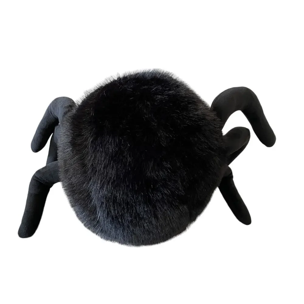 Cynthia Rowley Halloween Spider Pillow Black Faux Fur Spooky NEW